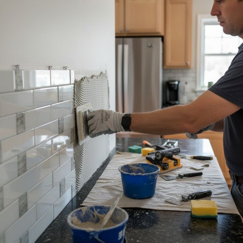 Kitchen Tile Backsplash Installation detail